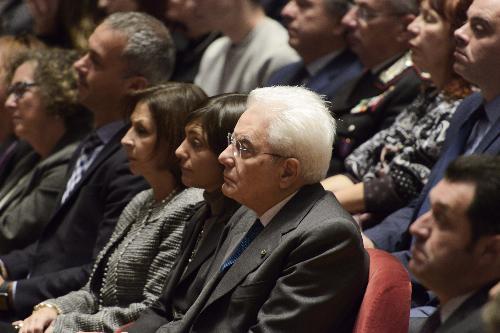 Debora Serracchiani (Presidente Regione Friuli Venezia Giulia) e Sergio Mattarella (Presidente della Repubblica) alla cerimonia di inaugurazione dell'Anno Accademico dell'Università di Udine - Udine 13/11/2017